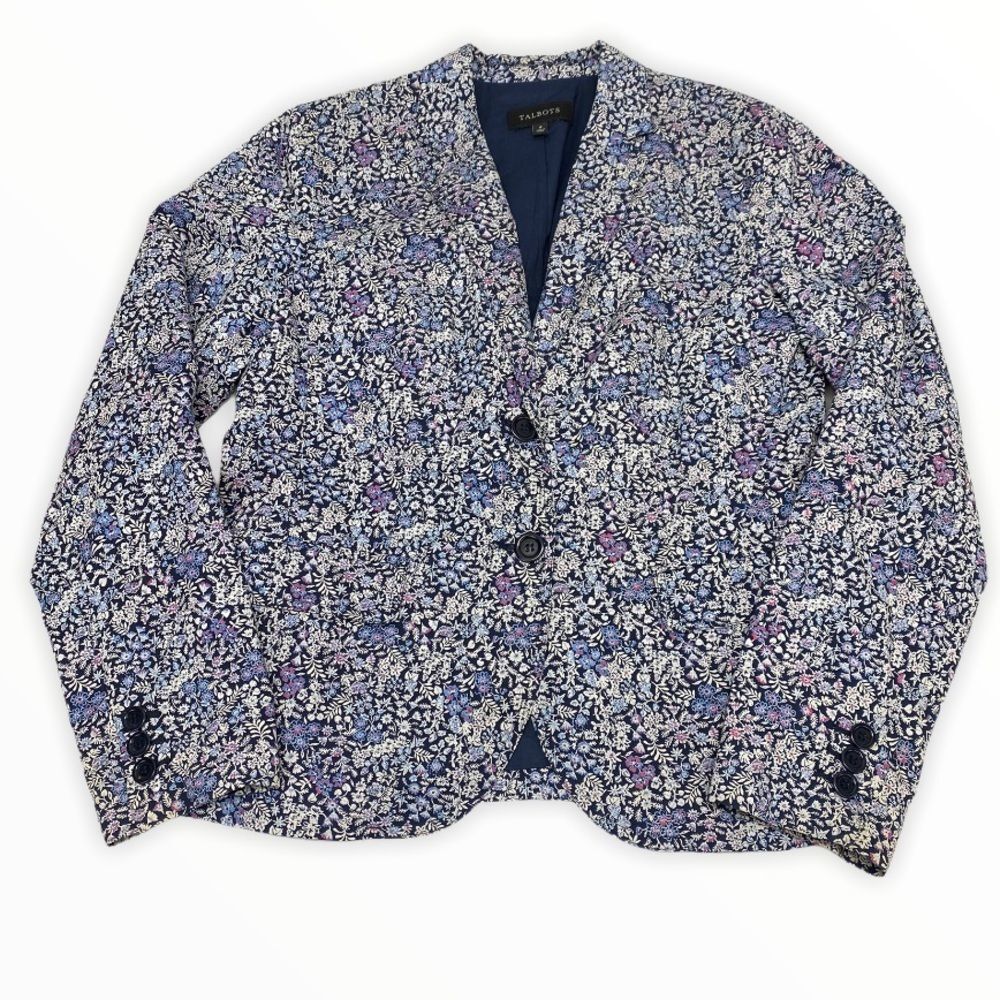 Talbots Women's Floral Cotton Blazer size 8 - Picture 3 of 7